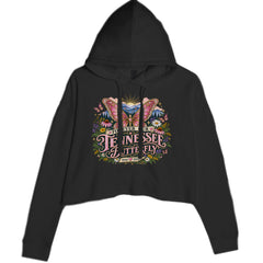 Forever Our Tennessee Butterfly Dolly Cropped Hoodie Sweatshirt Black