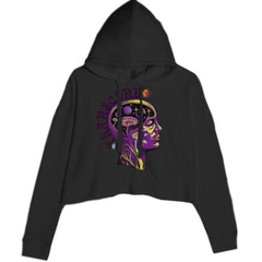 Psychedelic Cosmic Mushroom Head Cropped Hoodie Sweatshirt Black