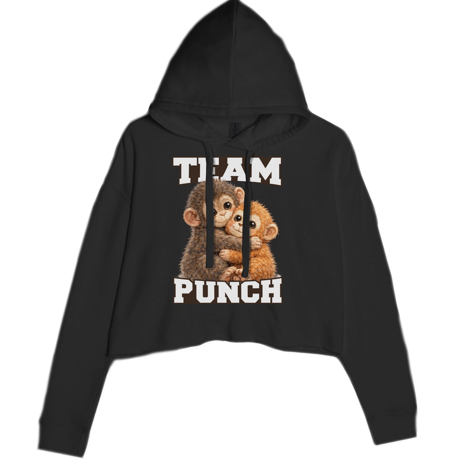 Team Punch Panchi-kun Monkey Cropped Hoodie Sweatshirt Black