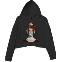 Audrey Hepburn Chewing Bubble Gum American Icon Cropped Hoodie Sweatshirt Black