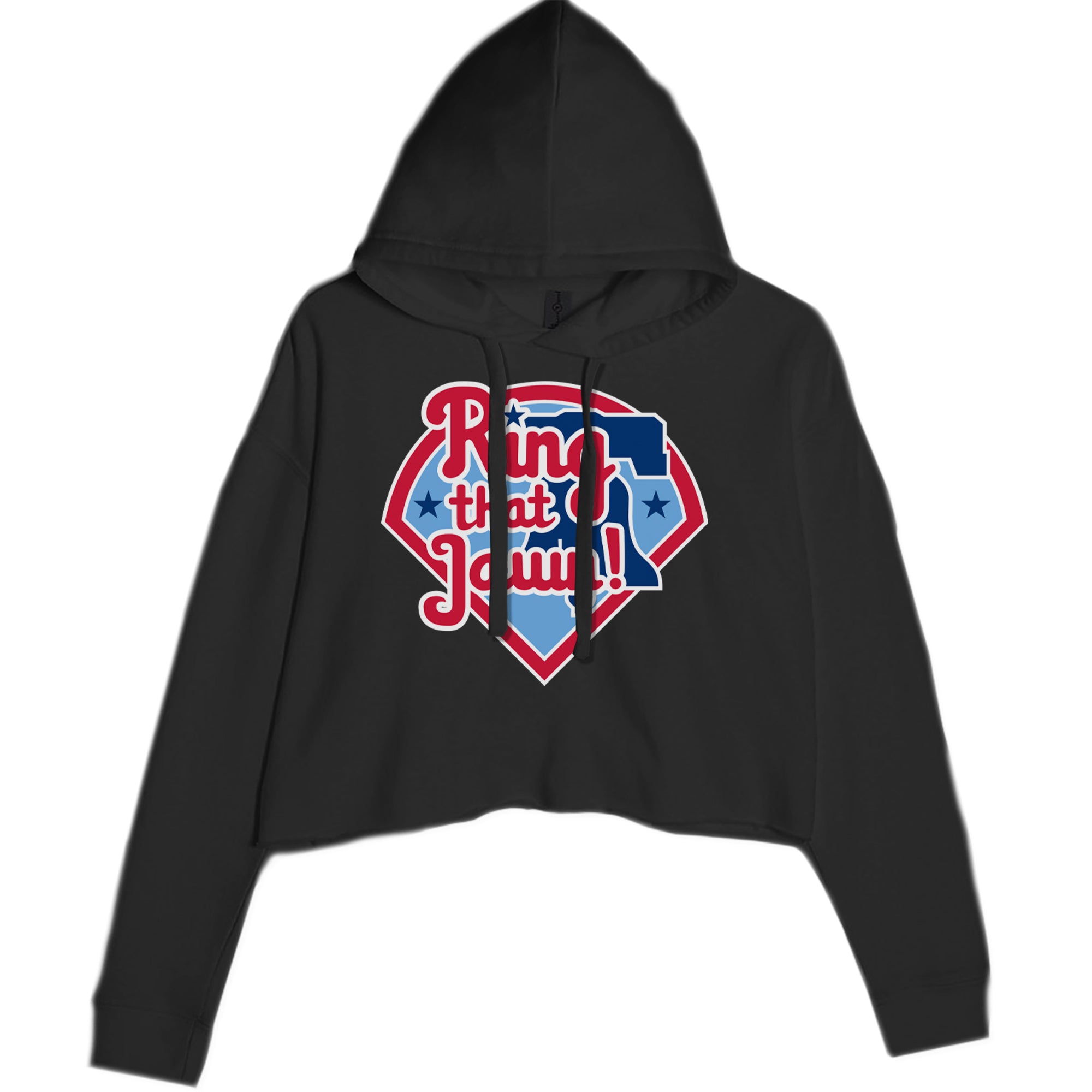 Ring That Jawn Philly Baseball Cropped Hoodie Sweatshirt Black