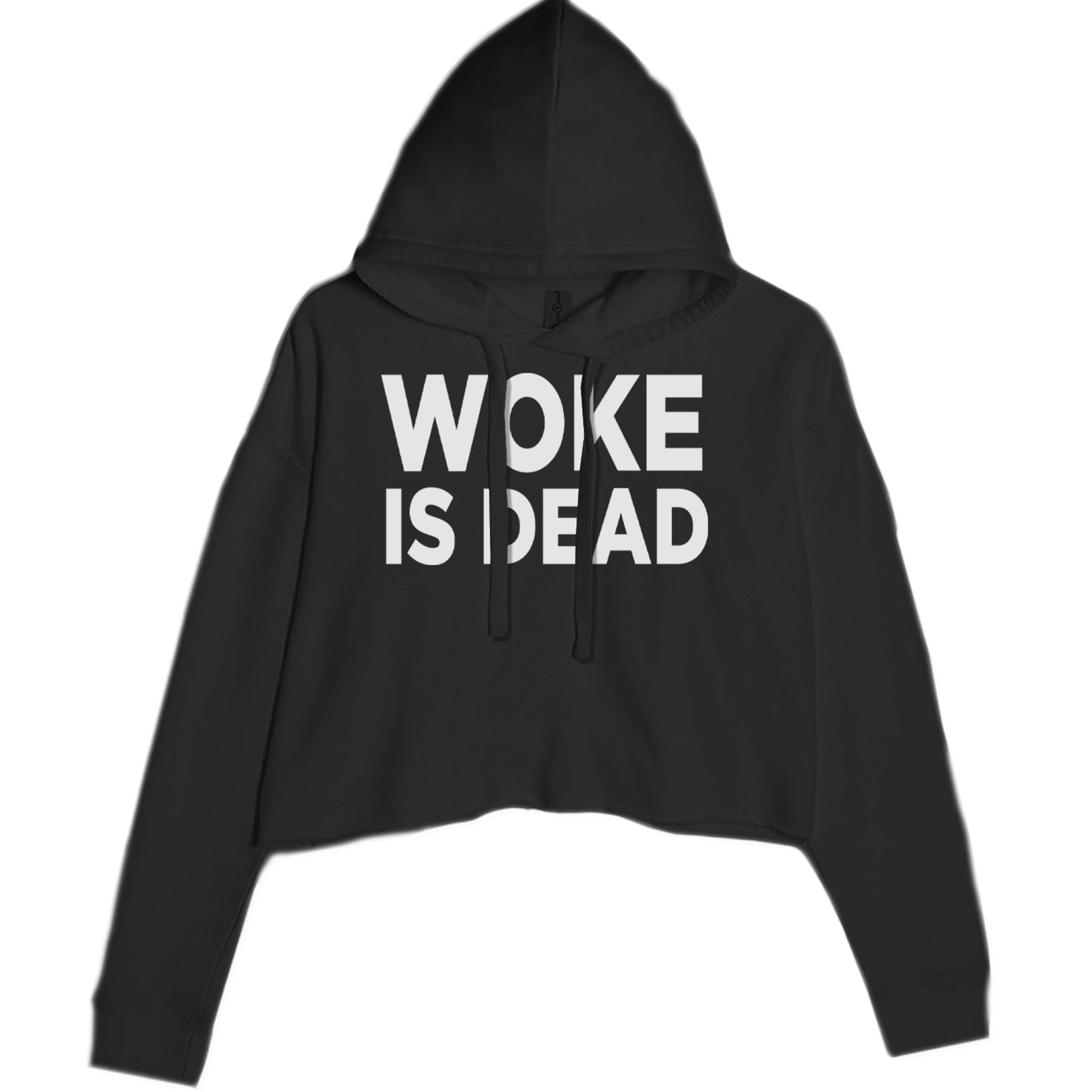 Woke Is Dead Satire Cropped Hoodie Sweatshirt Black