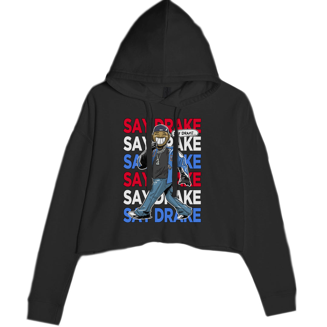 Say Drake Smiling Meme Mustard Cropped Hoodie Sweatshirt Black