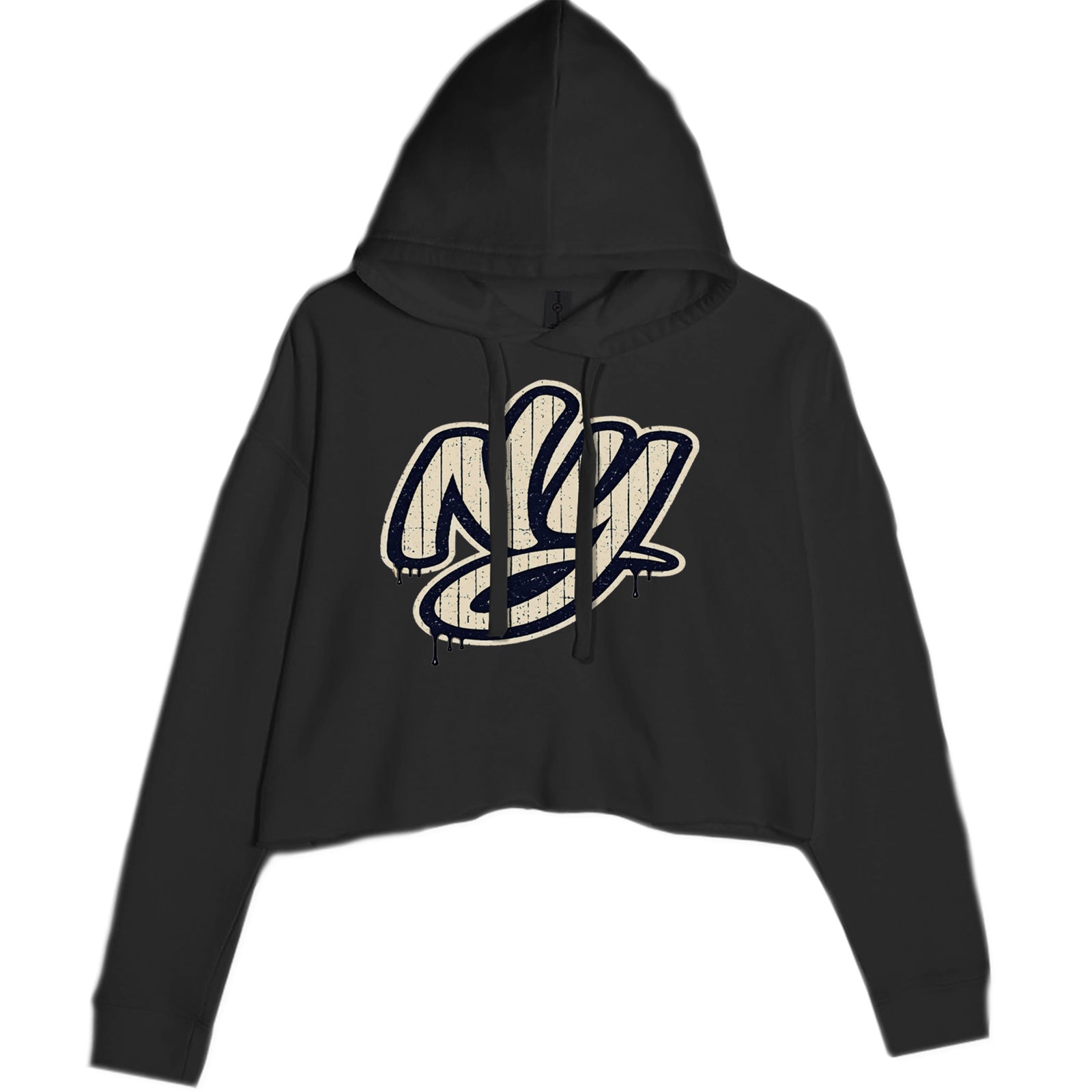 NYC New York City Grunge Street Cropped Hoodie Sweatshirt Black