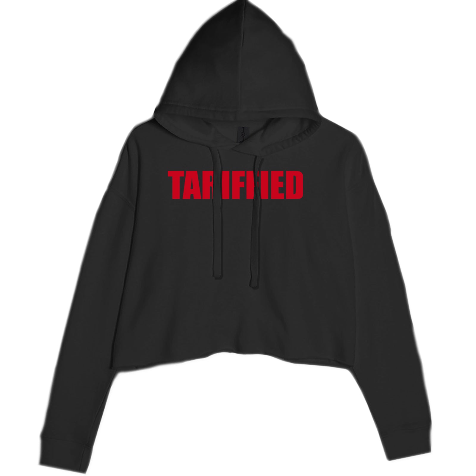 Tariffied Anti Tariff Policy Cropped Hoodie Sweatshirt Black