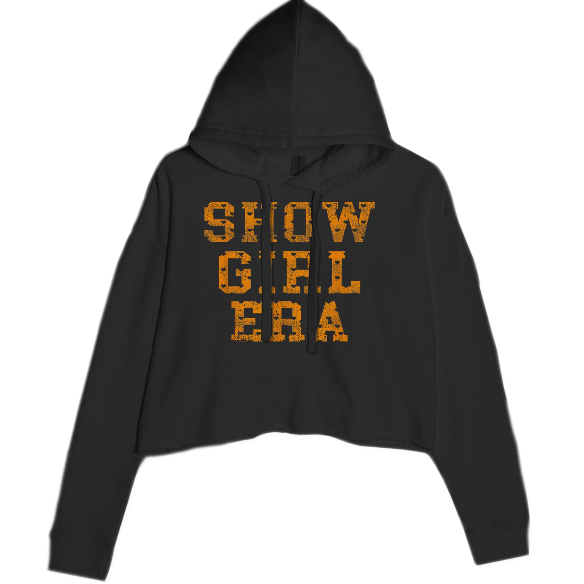 Vintage Showgirl Era Heart Cropped Hoodie Sweatshirt Black