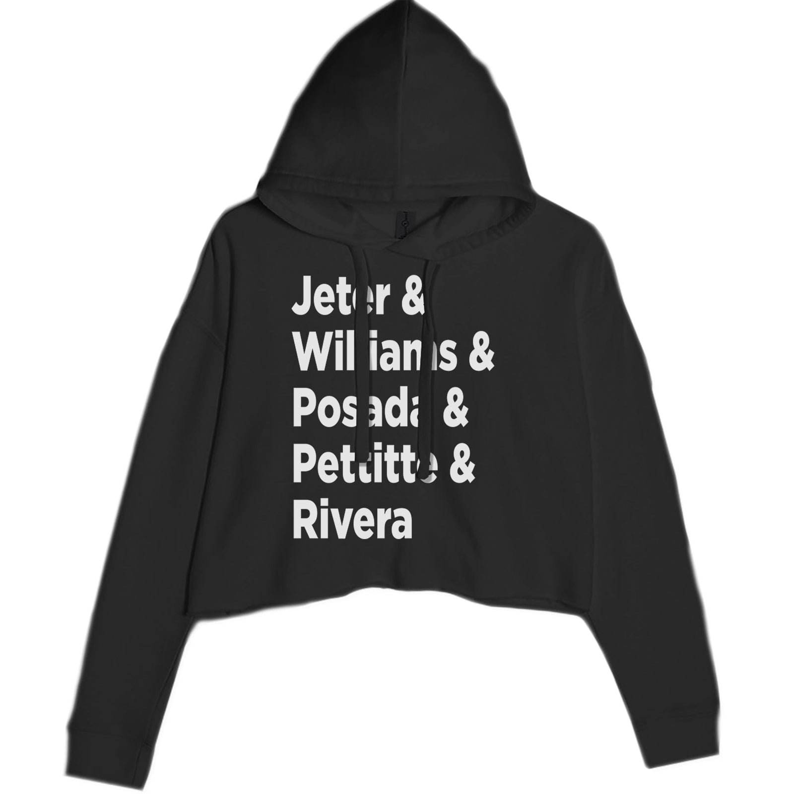 Jeter & Williams & Posada & Pettitte & Rivera Cropped Hoodie Sweatshirt Black