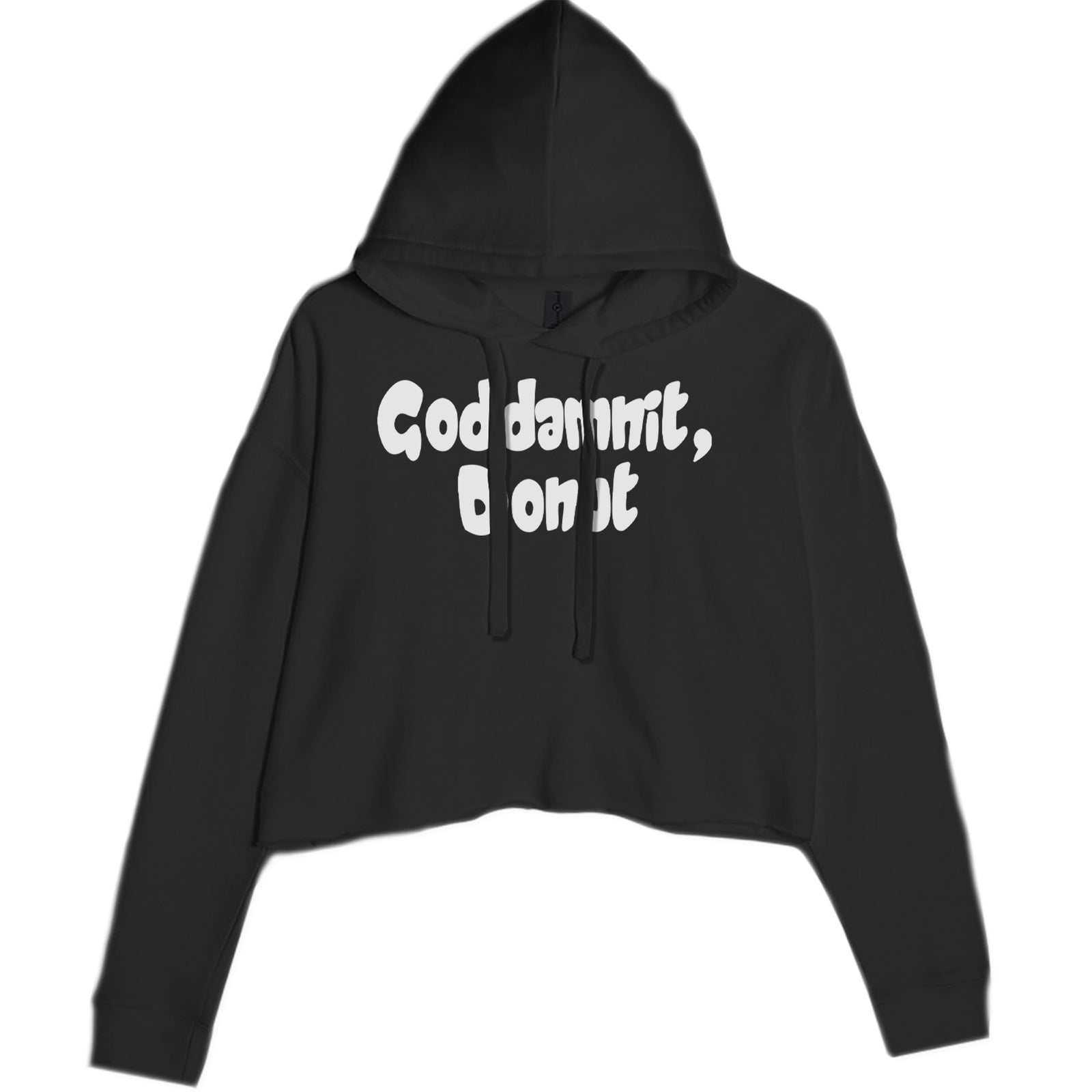 Godd-mnit, Donut Carl Cropped Hoodie Sweatshirt Black