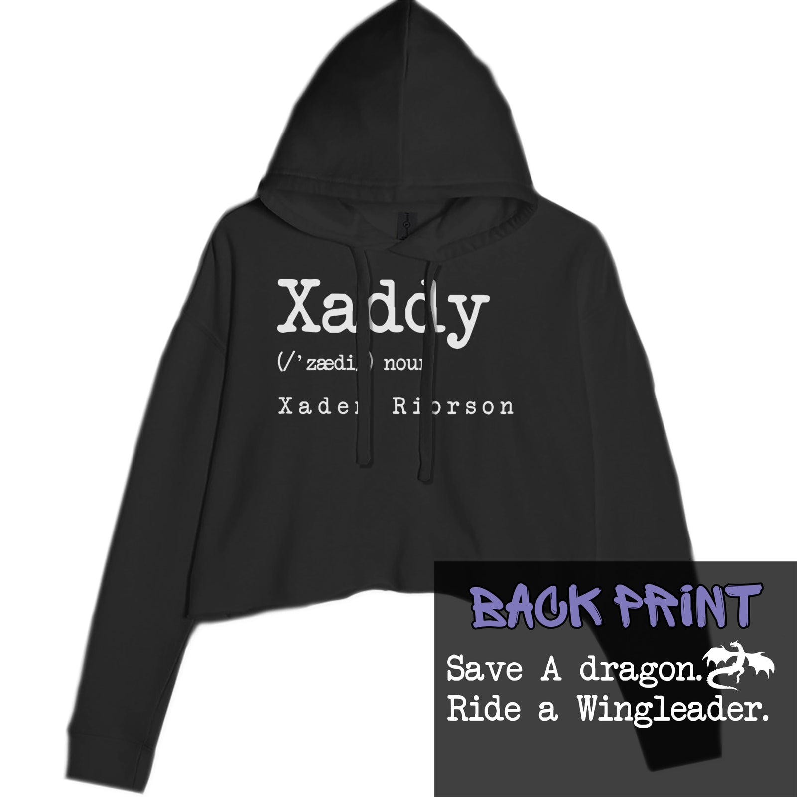 Xaddy Save A Dragon Ride A Wingleader Cropped Hoodie Sweatshirt Black