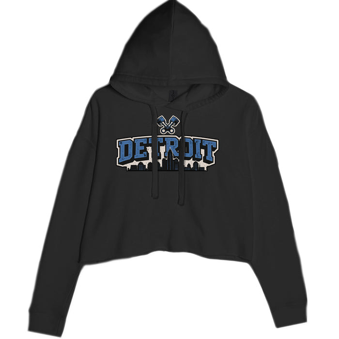 Detroit Motor City Retro Piston Cropped Hoodie Sweatshirt