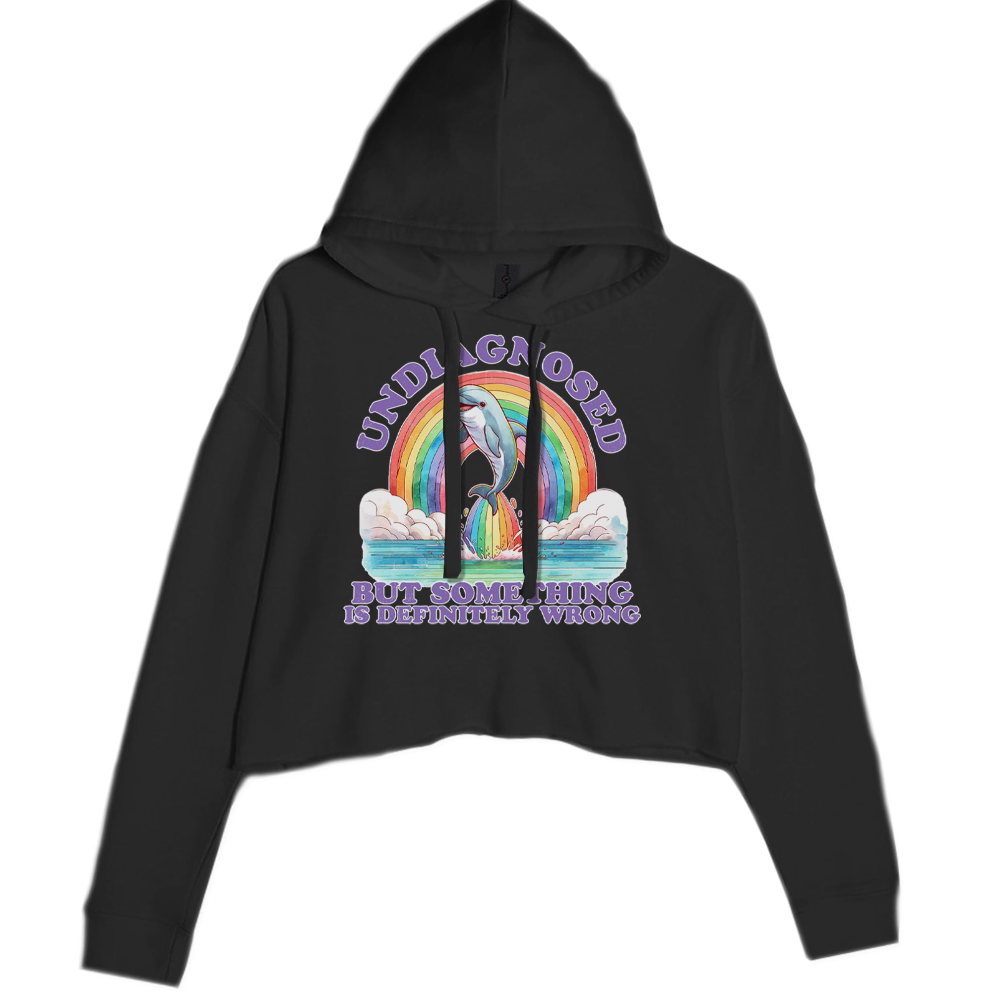 Undiagnosed But Something Is Definitely Wrong Cropped Hoodie Sweatshirt Black