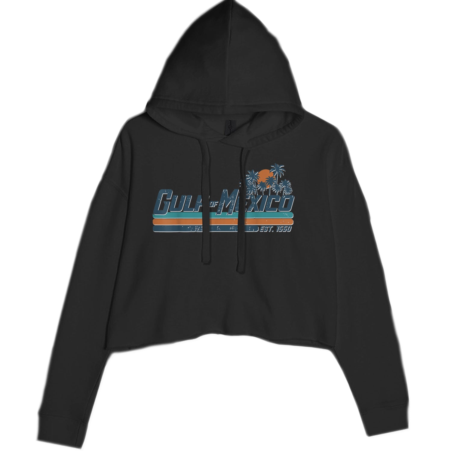 Gulf Of Mexico Established Year 1550 Cropped Hoodie Sweatshirt Mauve