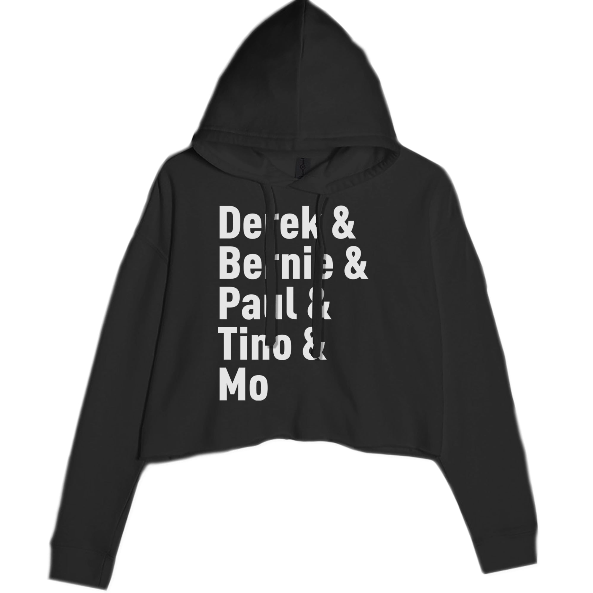 Derek & Bernie & Paul & Tino & Mo Cropped Hoodie Sweatshirt Black