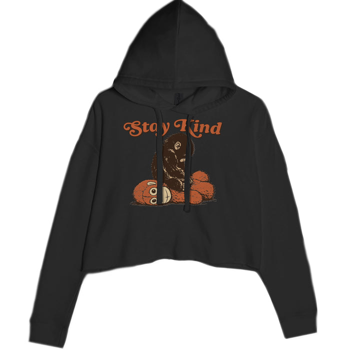 Punch Stay Kind Macaque Cropped Hoodie Sweatshirt