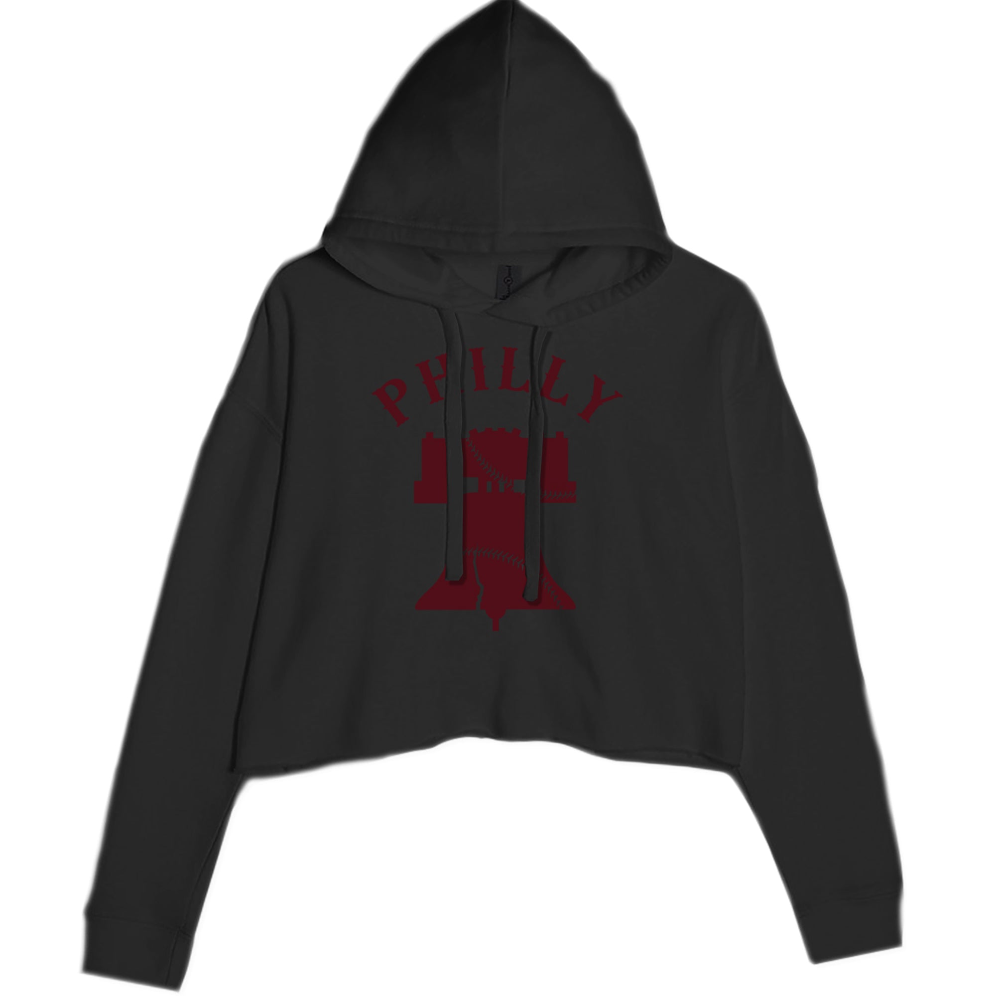Philly Cracked Liberty Bell Cropped Hoodie Sweatshirt Black