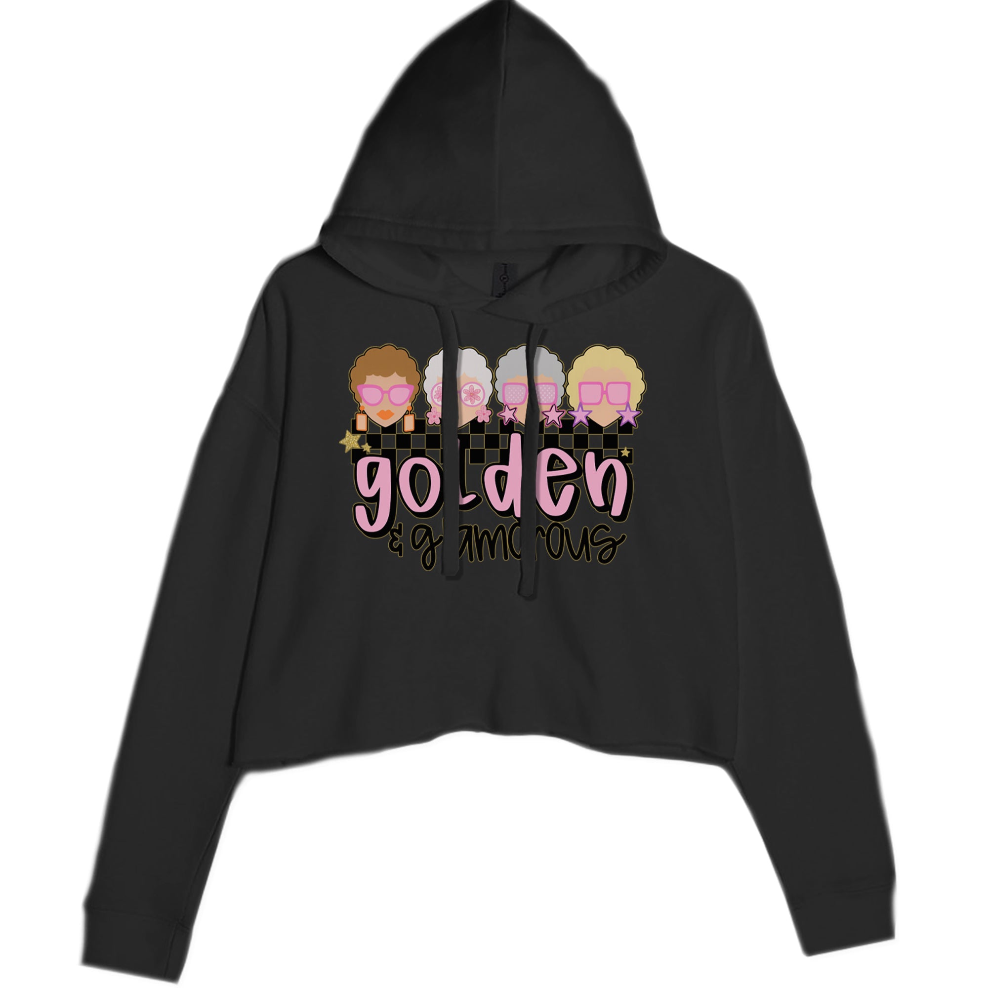 Golden And Glamorous Golden Girls Cropped Hoodie Sweatshirt Black