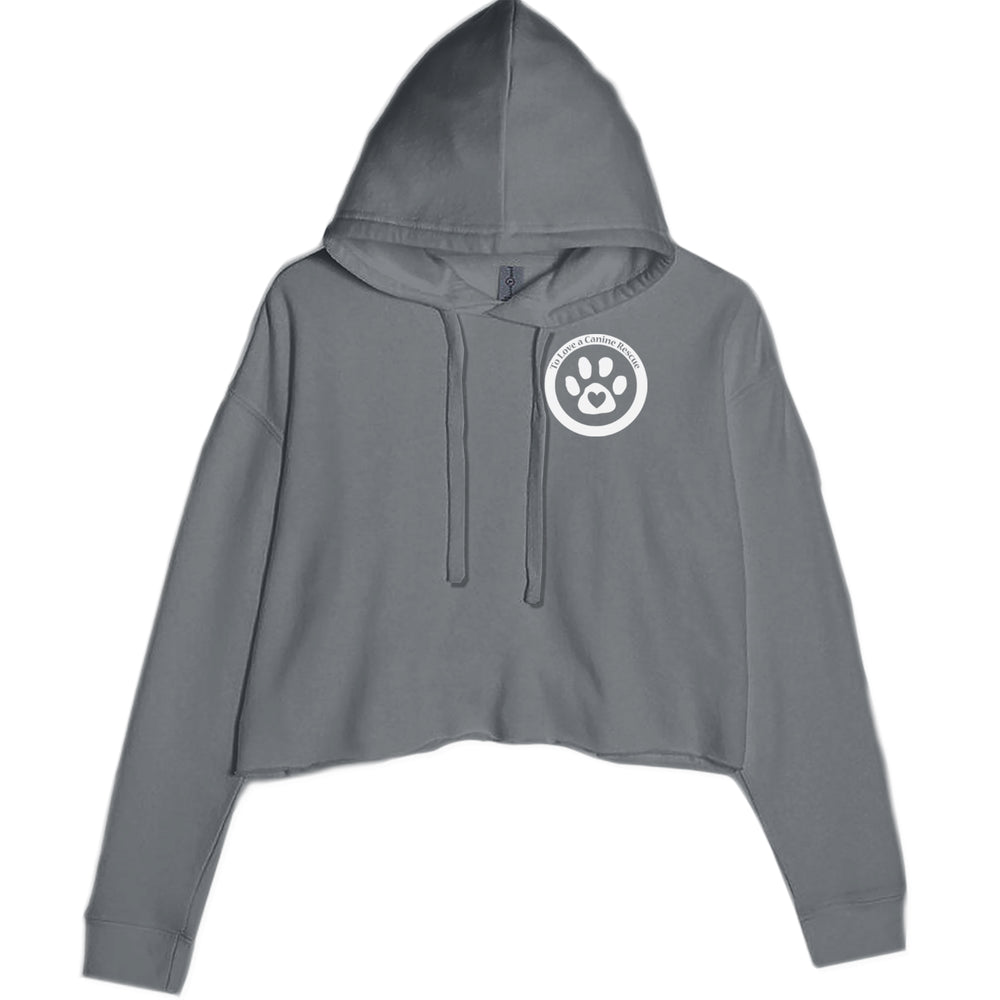 TLC To Love a Canine Dog Rescue White Cropped Hoodie Sweatshirt Charcoal Grey