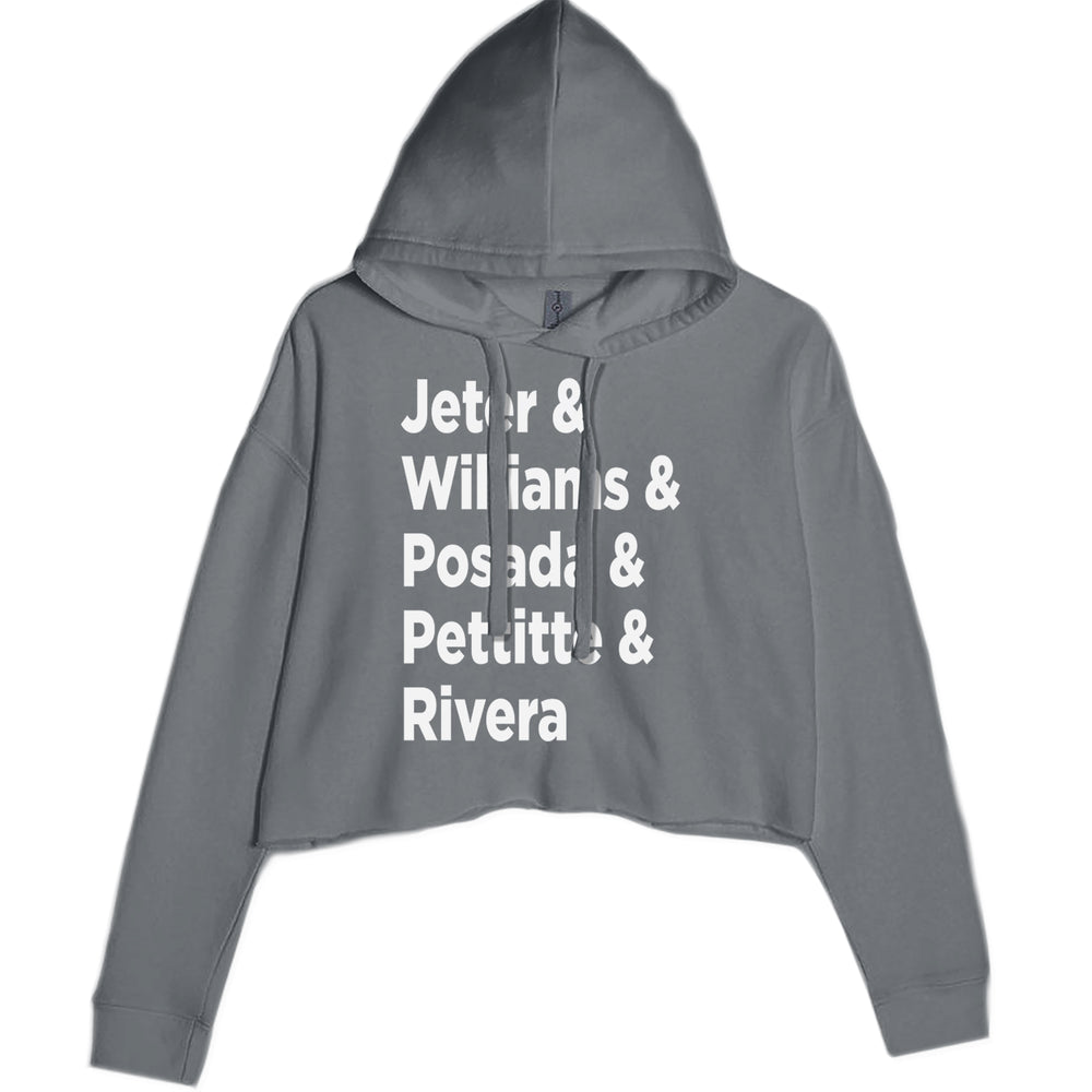 Jeter & Williams & Posada & Pettitte & Rivera Cropped Hoodie Sweatshirt Charcoal Grey