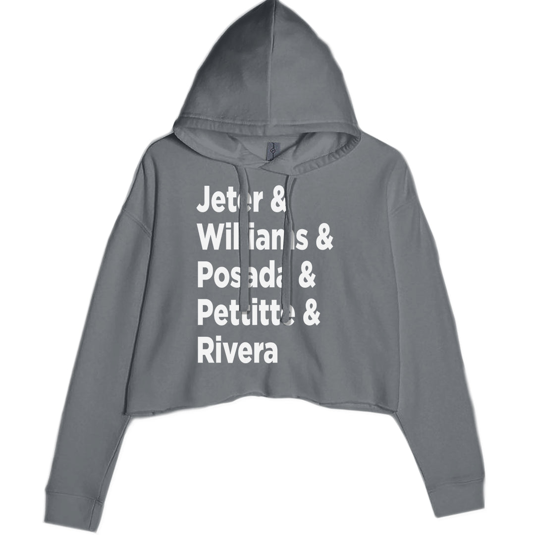 Jeter & Williams & Posada & Pettitte & Rivera Cropped Hoodie Sweatshirt Charcoal Grey
