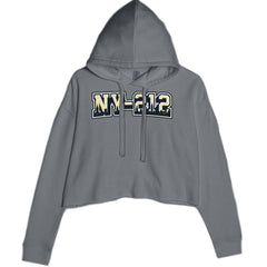 New York City 212 Area Code Skyline  Cropped Hoodie Sweatshirt Charcoal Grey