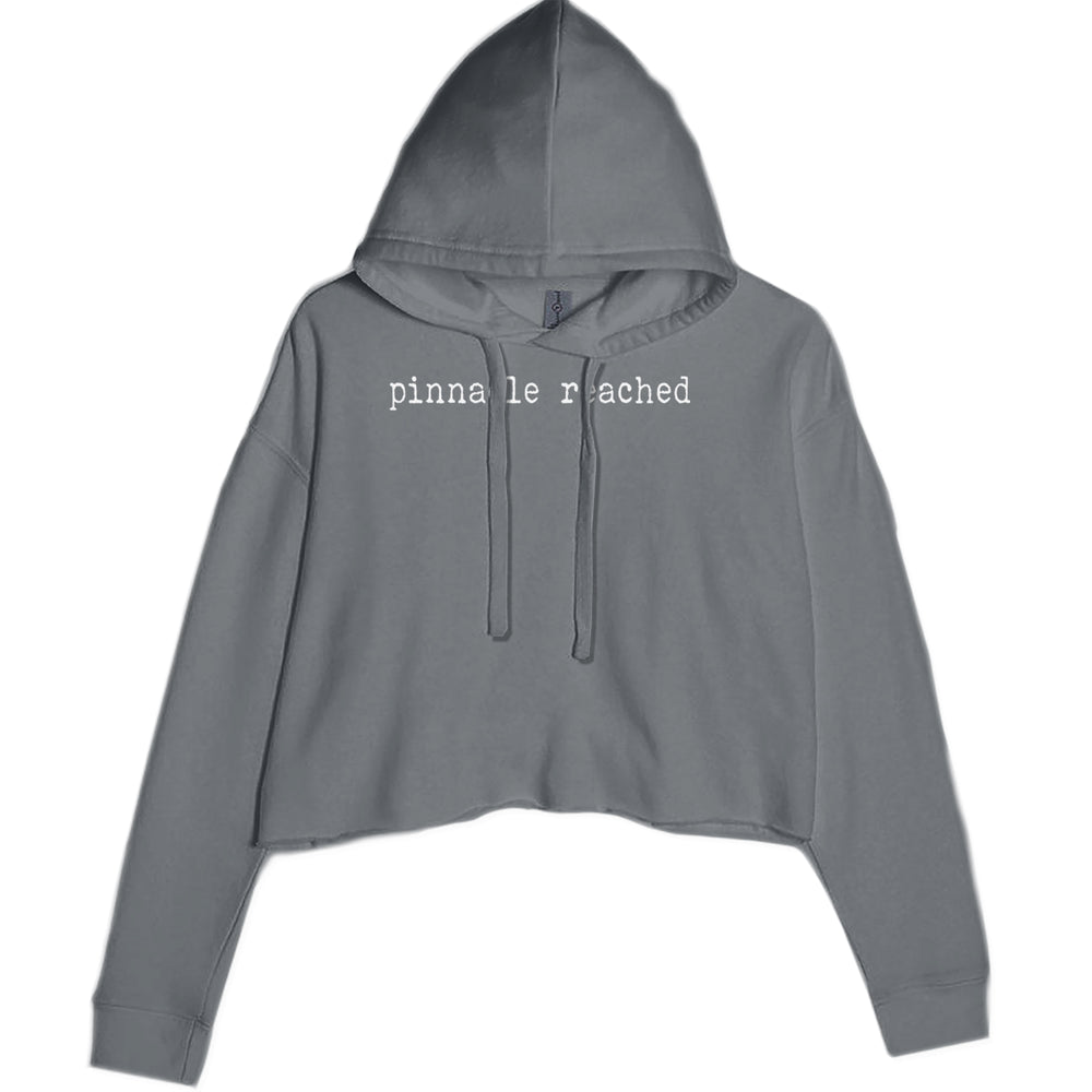 Pinnacle Reached Romance graphic on Women's Cropped Fleece Hoodie in Charcoal Grey