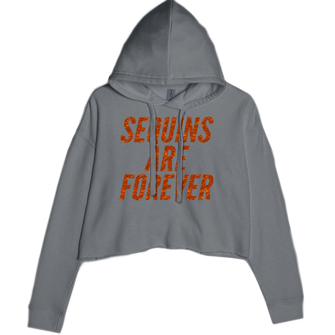 Sequins Are Forever Retro Glam Cropped Hoodie Sweatshirt Charcoal Grey