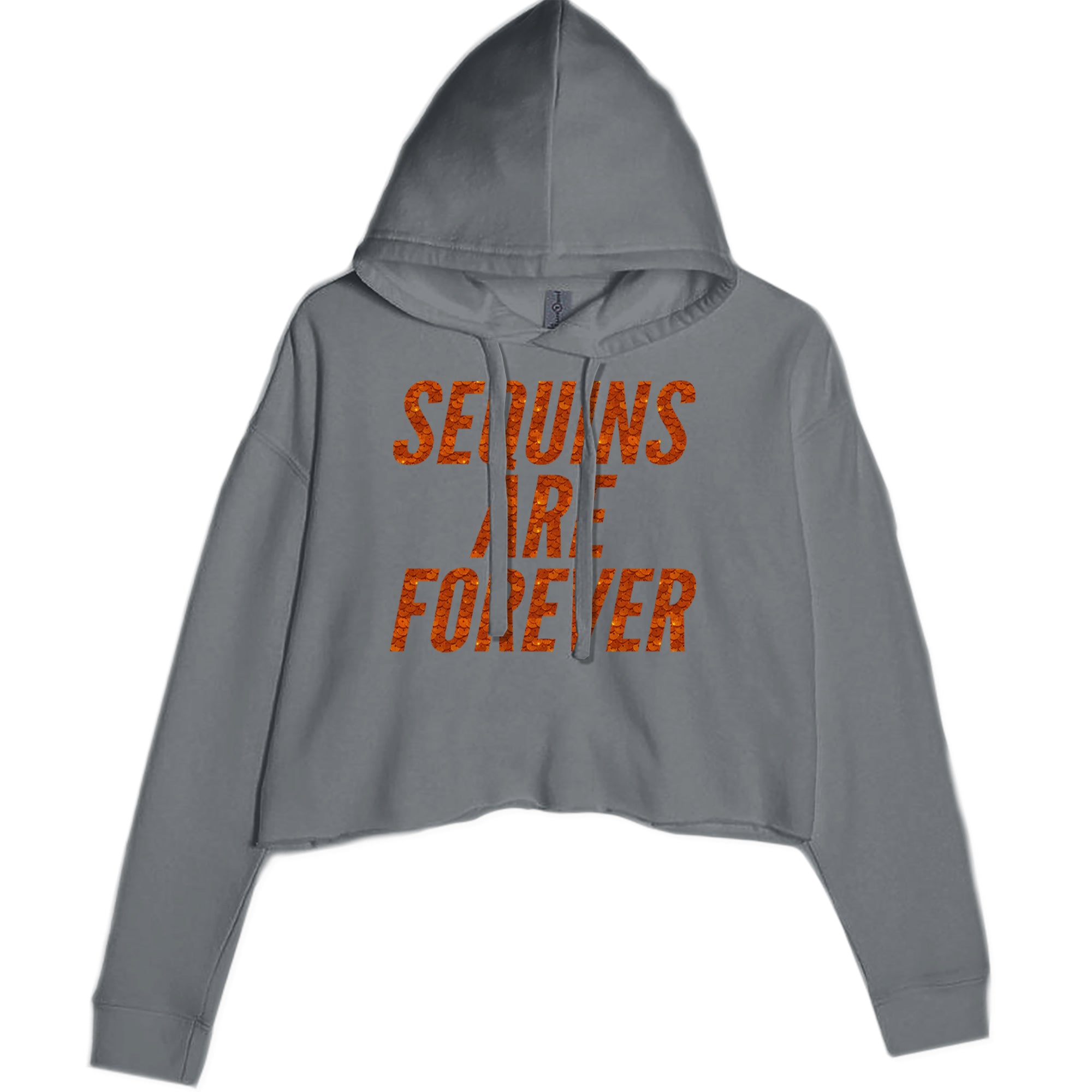 Sequins Are Forever Retro Glam Cropped Hoodie Sweatshirt Charcoal Grey