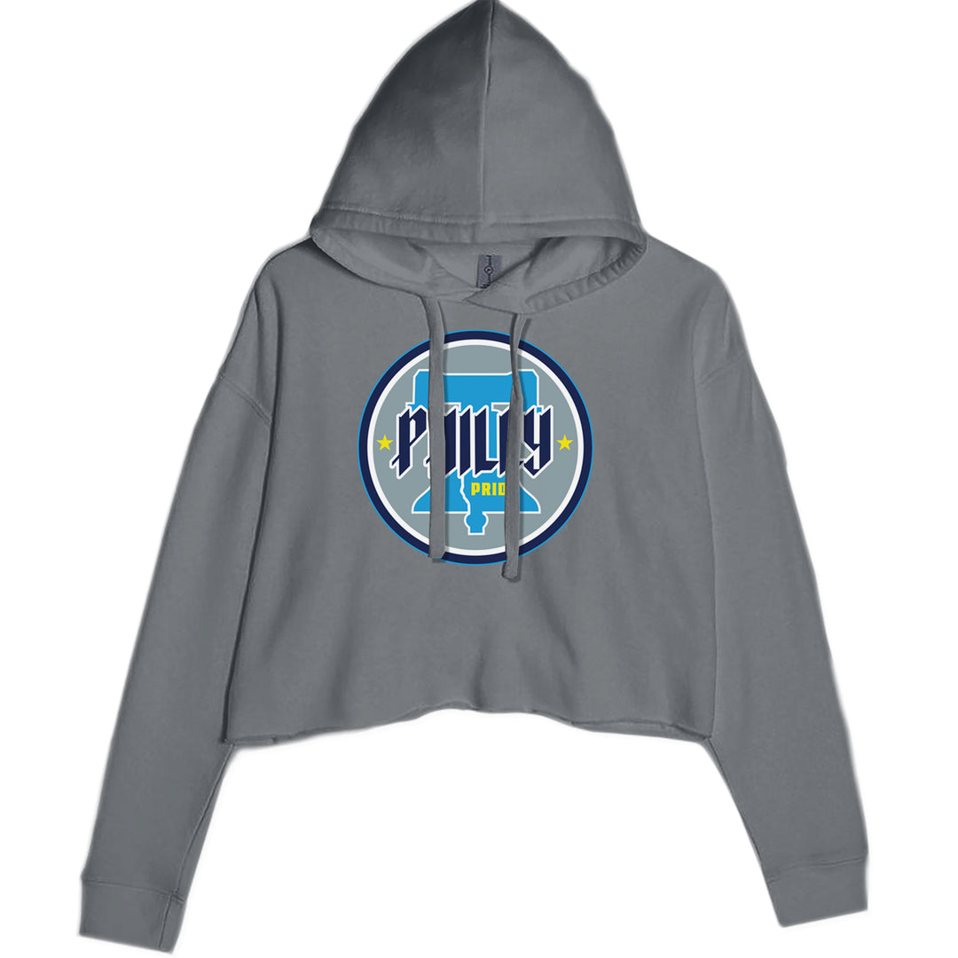 Philly Pride Liberty Bell Cropped Hoodie Sweatshirt Charcoal Grey