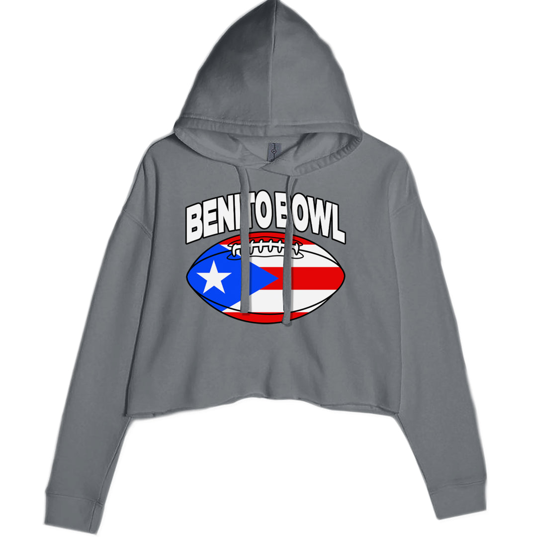 Benito Bowl Puerto Rico Football Cropped Hoodie Sweatshirt Charcoal Grey