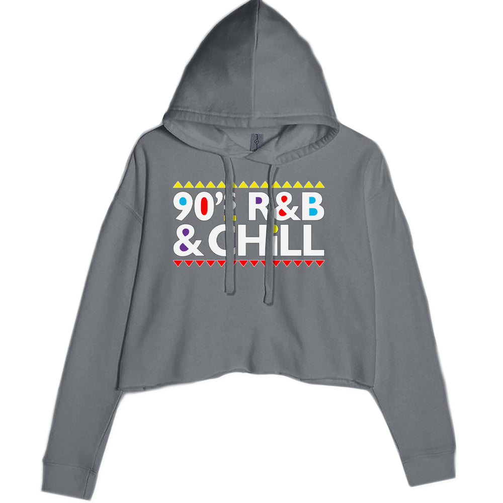 90s R&B and Chill Retro Throwback graphic on Women's Cropped Fleece Hoodie in Charcoal Grey