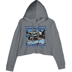 Bombardino Crocodilo Brainrot Cropped Hoodie Sweatshirt Charcoal Grey