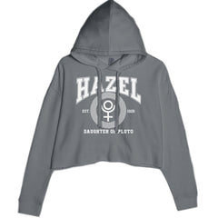 Hazel Daughter of Pluto Roman Gold Cropped Hoodie Sweatshirt Charcoal Grey