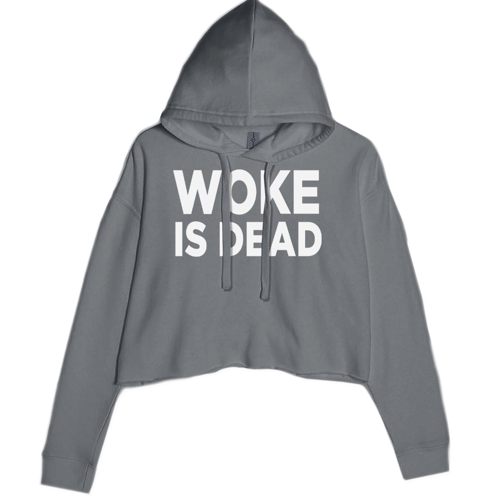 Woke Is Dead Satire Cropped Hoodie Sweatshirt Black