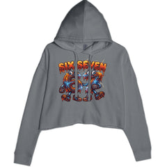 67 Lava Lightning Six Seven Meme Cropped Hoodie Sweatshirt Charcoal Grey