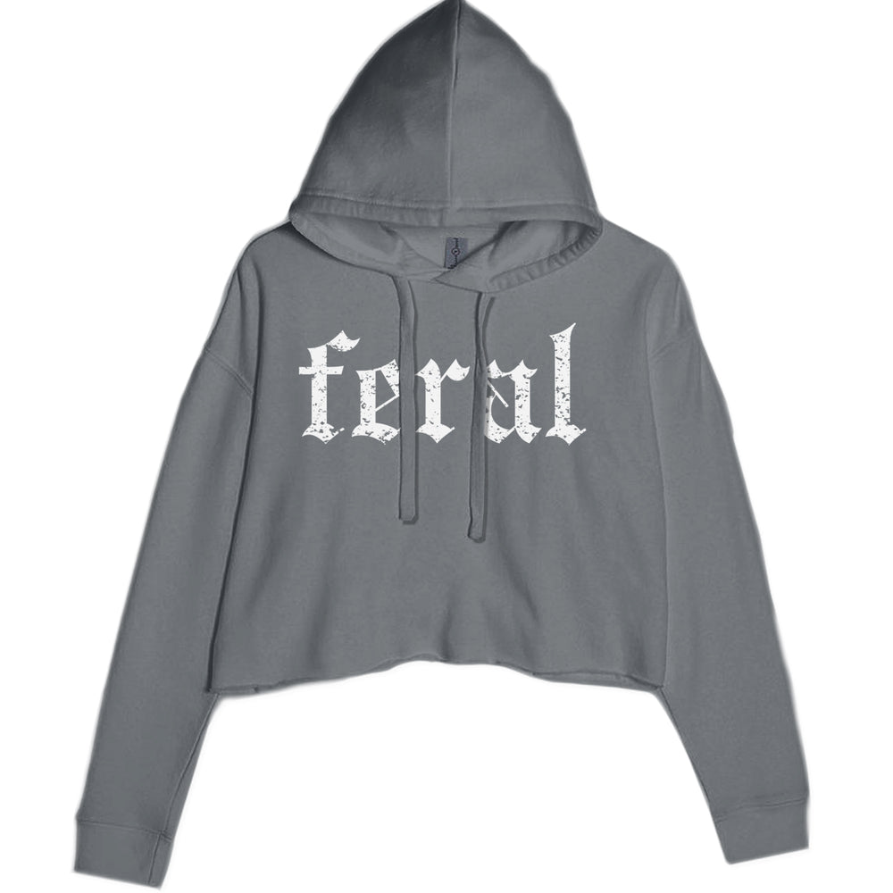 Feral Club Rat Festival Rave EDM Cropped Hoodie Sweatshirt Charcoal Grey