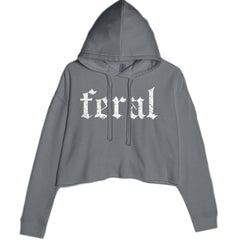 Feral Club Rat Festival Rave EDM Cropped Hoodie Sweatshirt Charcoal Grey