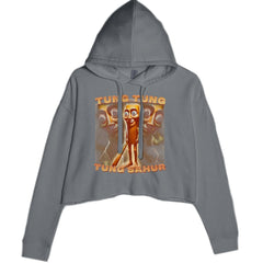 Tung Tung Tung Sahur Enforcer Cropped Hoodie Sweatshirt Charcoal Grey