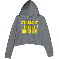 Straight Outta Steeler Nation Football  Cropped Hoodie Sweatshirt Charcoal Grey
