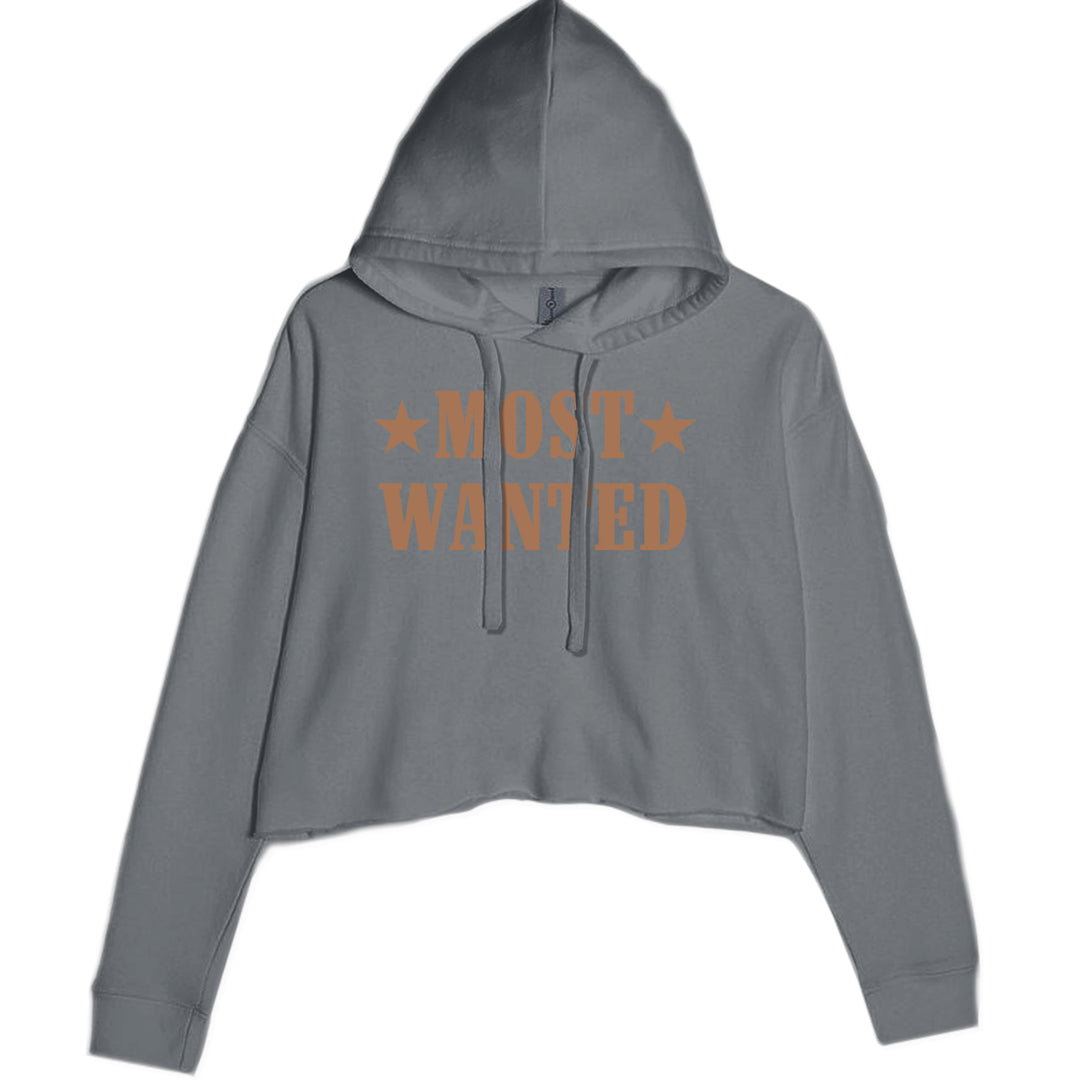 Most Wanted Cowboy Cropped Hoodie Sweatshirt Charcoal Grey