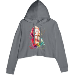 Mrs. Monroe Watercolors Bombshell Cropped Hoodie Sweatshirt Charcoal Grey