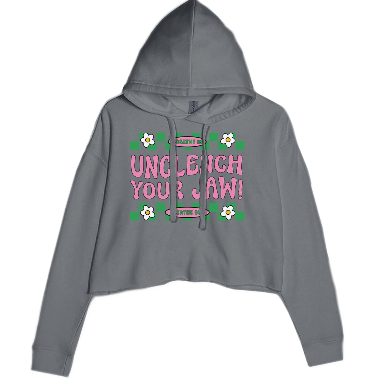 Breathe Unclench Your Jaw Cropped Hoodie Sweatshirt Black