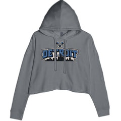 Detroit Motor City Retro Piston Cropped Hoodie Sweatshirt Charcoal Grey