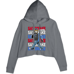 Say Drake Smiling Meme Mustard Cropped Hoodie Sweatshirt Charcoal Grey