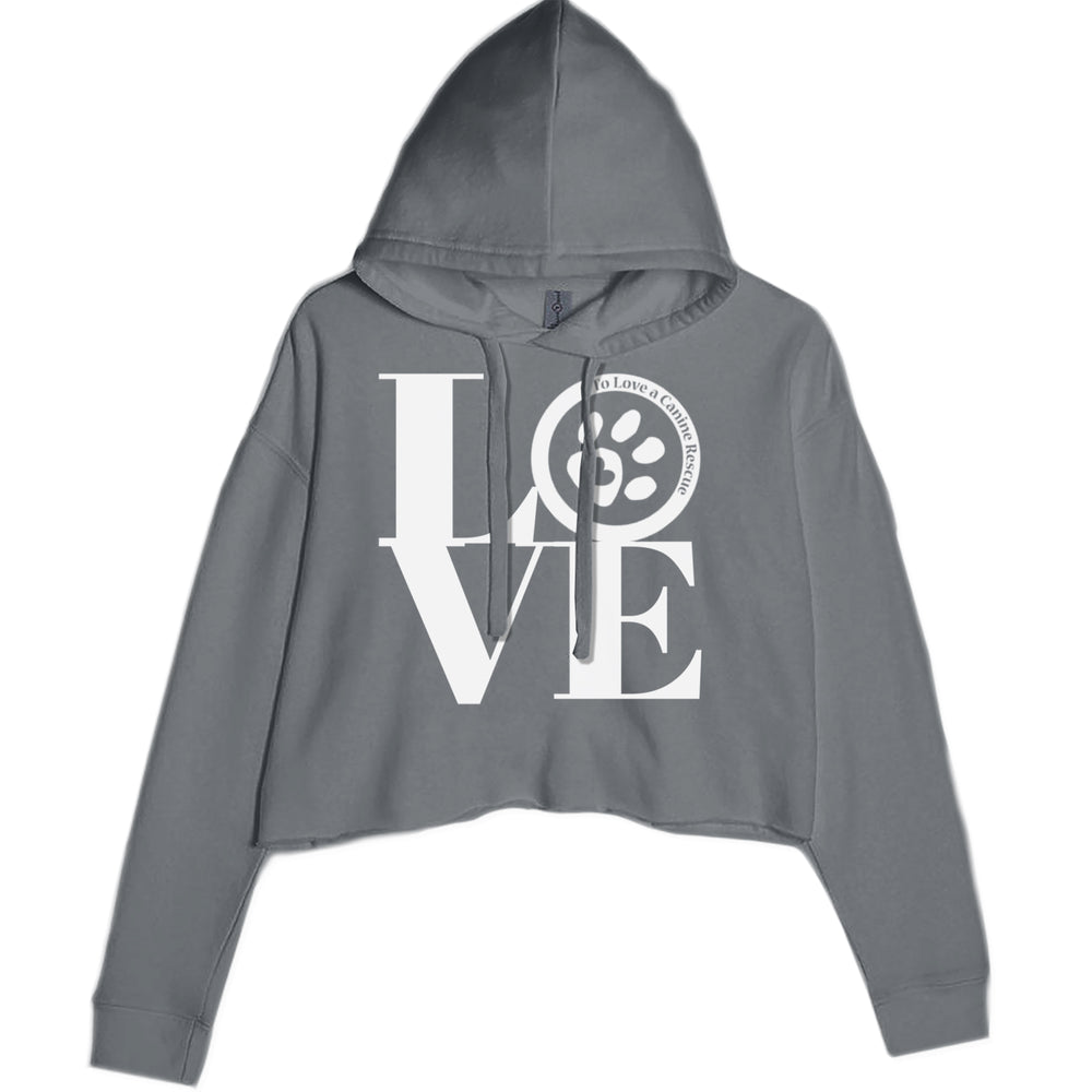 TLC LOVE Dog Rescue Cropped Hoodie Sweatshirt Charcoal Grey