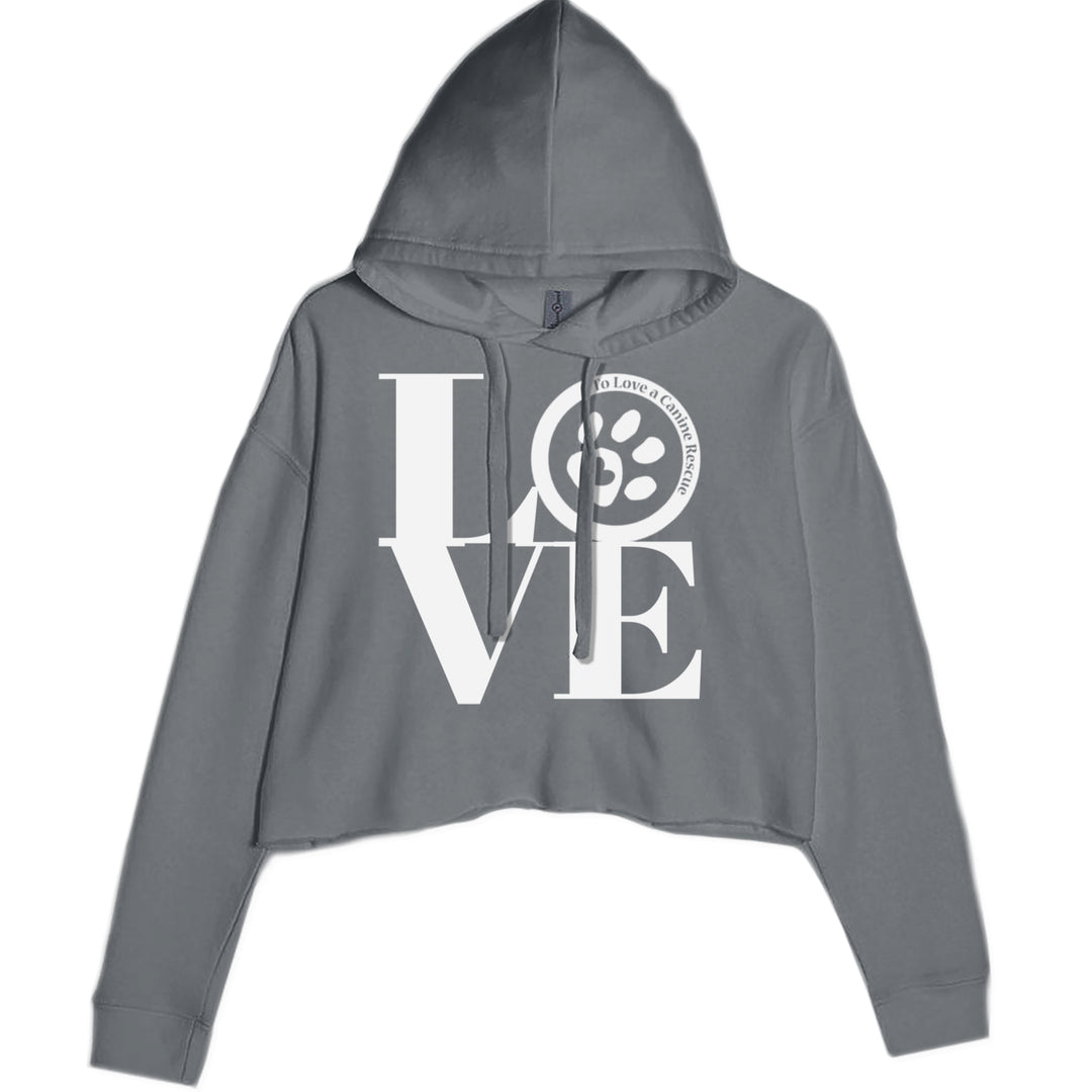 TLC LOVE Dog Rescue Cropped Hoodie Sweatshirt Charcoal Grey