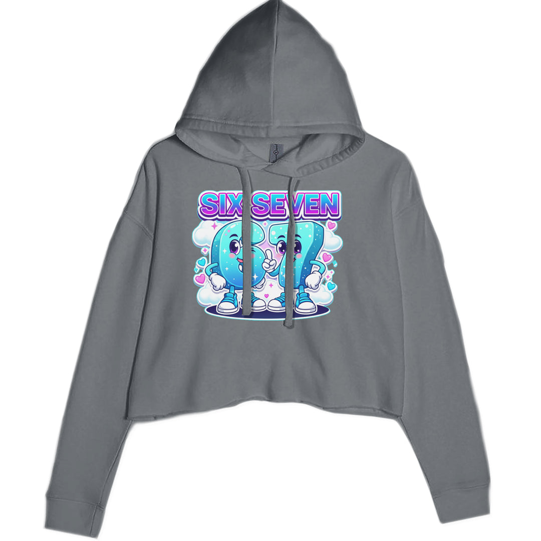 67 Six Seven Meme Kawaii Cloud Cropped Hoodie Sweatshirt Charcoal Grey
