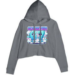 67 Six Seven Meme Kawaii Cloud Cropped Hoodie Sweatshirt Charcoal Grey