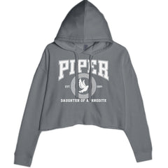 Piper Daughter of Aphrodite Rebel Heart Cropped Hoodie Sweatshirt Charcoal Grey