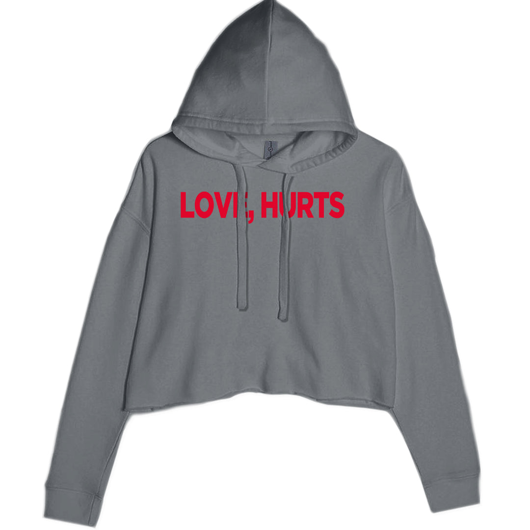 Love Hurts Cropped Hoodie Sweatshirt Charcoal Grey