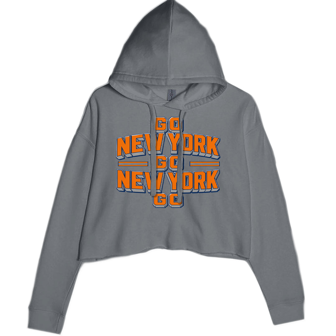 Go New York Go Basketball Cropped Hoodie Sweatshirt Charcoal Grey